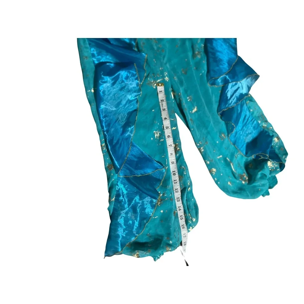 Disney Princess Jasmine Costume Girls 7/8 Teal Blue Gold Sequin 2 Piece Outfit